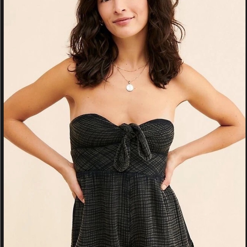 Anthropologie Black Strapless Jumper with Bow Detail